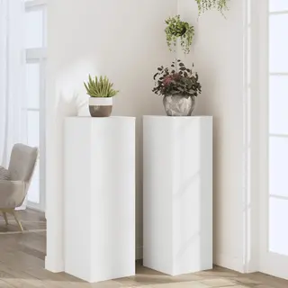 VidaXL - Plantenstandaards - 2 - St - 33x33x100 - Cm - Bewerkt - Hout - Wit