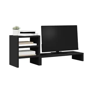 Vidaxl - Monitor Stand With Desk Organiser Black Engineered Wood