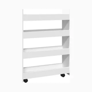 VidaXL - Smalle - Opbergtrolley - Met - 4 - Lagen, - Wit - Bewerkt - Hout