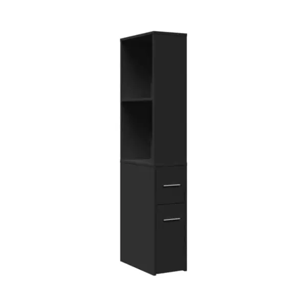 VidaXL Badschrank, Badezimmerschrank Schmal Mit Rollen, Nischenschrank Rollschrank Für Badezimmer, Badmöbel Hochschrank Nischenregal, Schwarz thumbnail