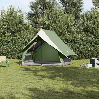 VidaXL Familienzelt Mit Dach Grün Und Weiß 315 X 286 X 200 Cm, Bequentes Campingzelt, Moderne Wasser- Und Uv-beständige Überdachung,