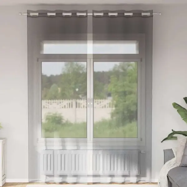 Voile Vorhänge Mit Ösen 2 Stk. Dunkelgrau 140x260 Cm Vidaxl thumbnail