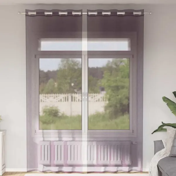 Voile Vorhänge Mit Ösen 2 Stk. Lila 140x300 Cm Vidaxl thumbnail