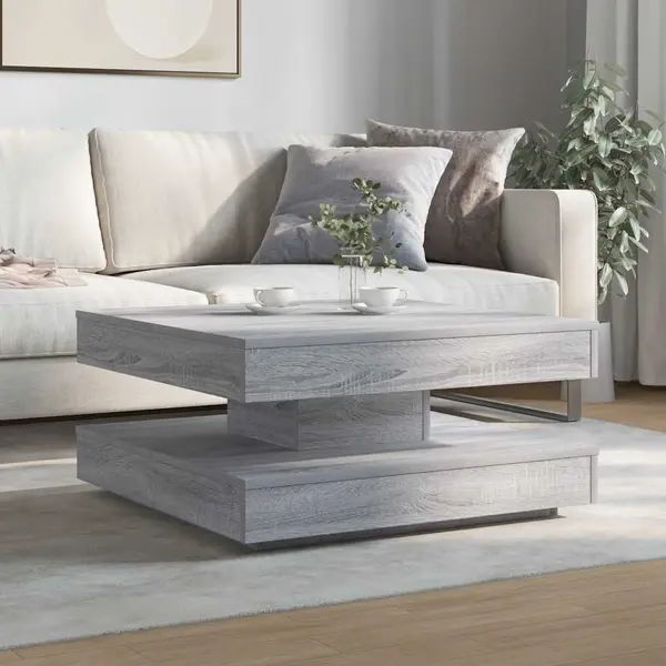 VidaXL Couchtisch 360-Grad Drehbar Grau Sonoma 70x70x34, 5 Cm thumbnail