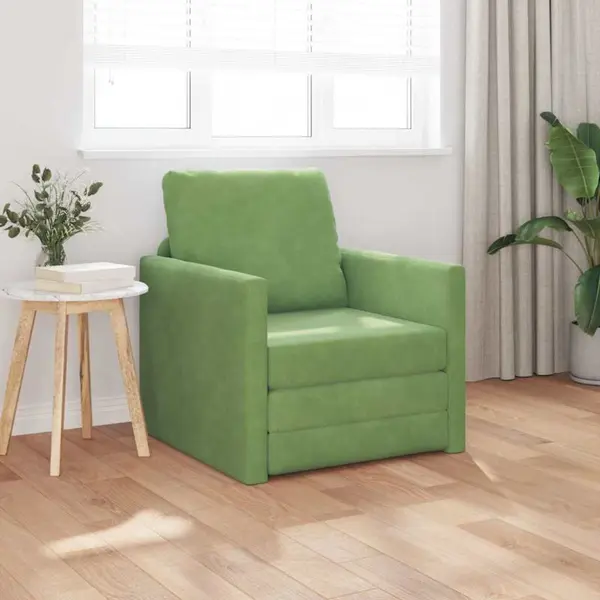 Fußsofa-bett Mit Kissen Hellgrün 74 X 77 X 81 Cm Samt Vidaxl thumbnail