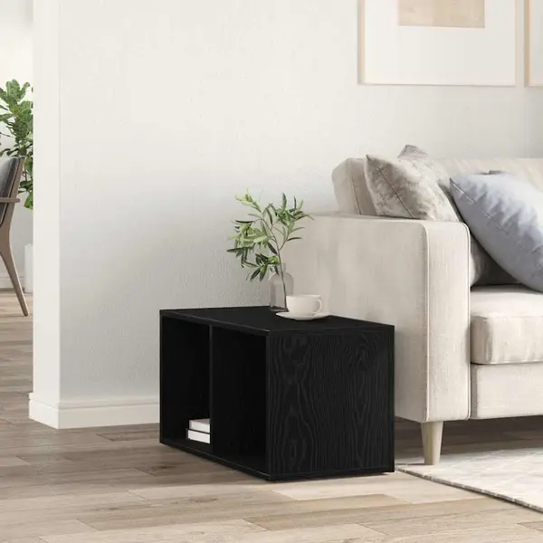 VidaXL Lp-Aufbewahrungsbox Schwarz Eichen-Optik 71x34x36cm thumbnail