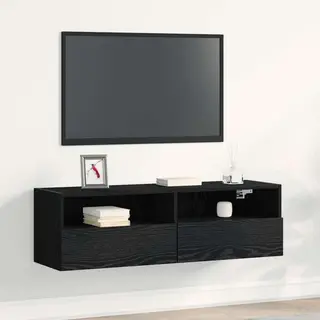 Vidaxl - Tv Wall Cabinet Black Oak 100x30x30 Cm Engineered Wood