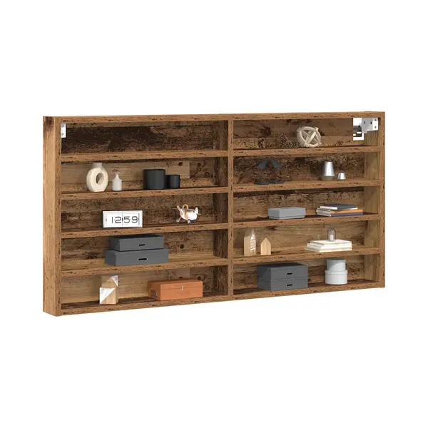 VidaXL Vitrine Mit Regal Altholz 100 X 8, 5 X 50 Cm Holzwerkstoff thumbnail