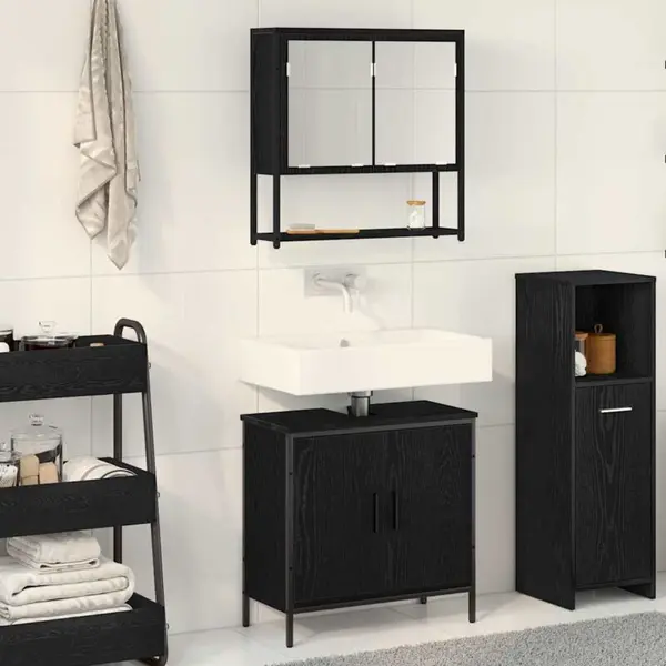 Vidaxl - Badezimmermöbel Set 2 Pcs Schwarz 60 X 30 X 60 Cm Holzwerkstoff thumbnail