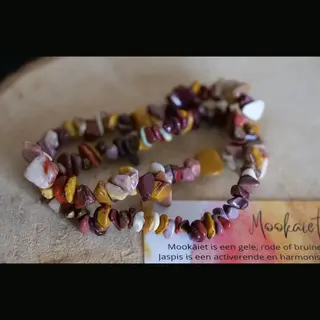 GemsByShy Mookaiet Armband Met Organische Kralen, Chip, Edelstenen - Perfect Cadeau Voor Mannen En Vrouwen - Inclusief Uitleg - Spiritueel - Mokaite -