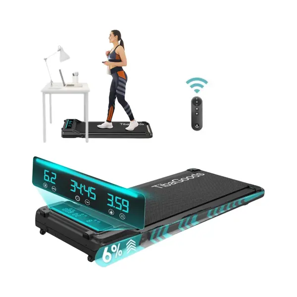 TibaGoods Loopband Inklapbaar - 1 T/m 6 Km/h - Hardloopband Voor Thuis - Walking Pad - Hometrainer - Hellingsfunctie 6% - Treadmill - Wandelband - thumbnail