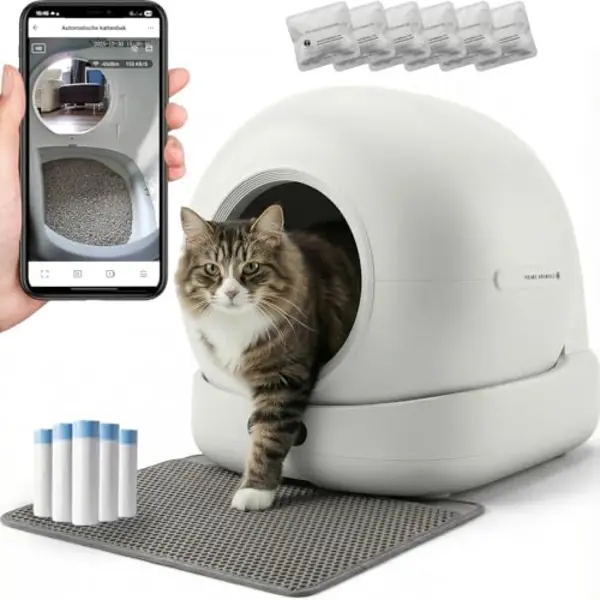 Prime AnimalZ Automatische Kattenbak Xxl - 72L - Met Camera - Incl. Uitloopmat & Geurverdrijver – Veiligheidssensoren - Geschikt Voor Meerdere thumbnail