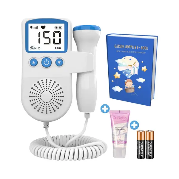Gatson Doppler - Baby Hartmonitor - E-book Doppler Gel Batterijen - Blauw thumbnail