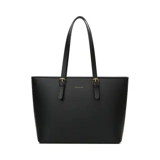 Eleganci® - Schooltas - Dames Tassen - Shopper - Tas Met Rits - Schoudertas - Handtas - Werktas - Geschikt Voor A4 - Zwart/ Goud