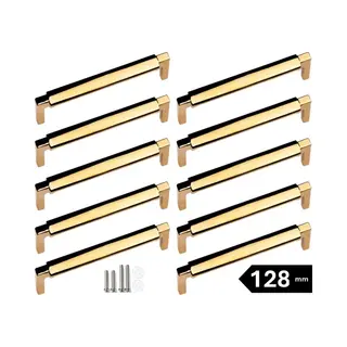 Msqdesign - Handgreep Goud - Handgrepen Goud 128mm - 10 Stuks - Handgrepen Kast - Meubelgrepen - Keukengreep - Kastgrepen - Handgrepen Keukenkastjes -