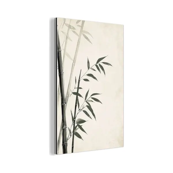 MuchoWow Aluminium Schilderij 80x120 Cm - Wanddecoratie Metaal - Japandi - Bamboe - Beige - Metalen Muurdecoratie Woonkamer - Decoratie Industrieel - Foto Op thumbnail