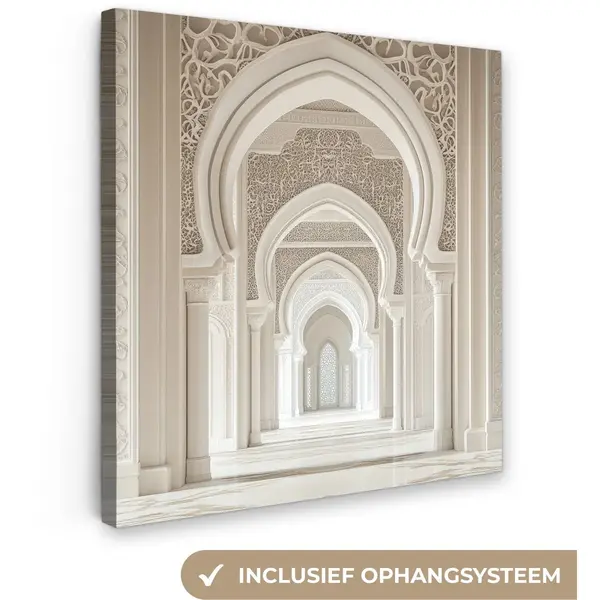 OneMillionCanvasses Canvas Schilderij 50x50 Cm - Exclusieve Wanddecoratie Moskee - Architectuur - Ramadan - Islamitische - Muurdecoratie Woonkamer - Slaapkamer Decoratie thumbnail