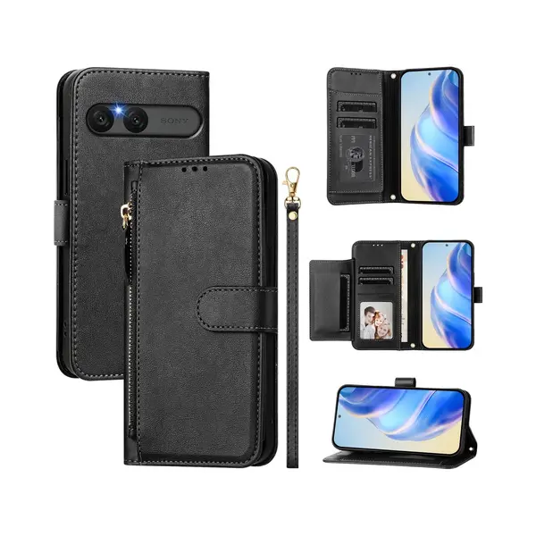 Telefoonhoesje Geschikt Voor De Sony Xperia 10 Vii - Portemonnee Met Rits - Book-case Hoesje - Ruimte Voor 6 Pasjes - Zwart thumbnail