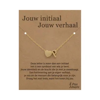 Letter P Ketting Op Cadeau Kaartje - Jouw Initiaal, Jouw Verhaal - 45cm Goudkleurig Stainless Steel - Initiaal & Hartje Hanger - Pax Amare
