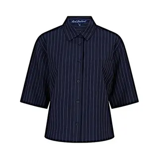 Red Button Blouse SRB4777 Nora Pinstripe - Darkblue