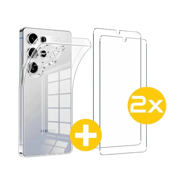 Lennexo Hoesje En Screenprotector Combi Geschikt Voor Samsung Galaxy S25 Ultra - Transparant Hoesje + 2x Screenprotector thumbnail