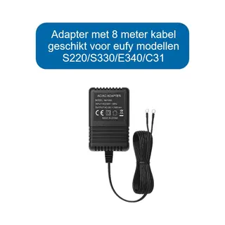 Sewebsales Adapter Speciaal Voor Eufy Deurbellen - AC18V 1A - Geschikt Voor S220/S330/E340/C31 - 8 Meter Kabel - Hoge Kwaliteit - Werkt Gegarandeerd