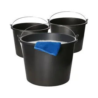 Hogenkamp Klompen & Souvenirs 5x Stevige Huishoud Emmers 12 Liter - Schoonmaak Emmer - Bouwemmer - Zwart