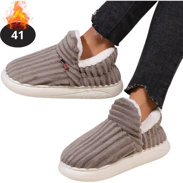 Nivard Warme Pantoffels - Sloffen - Slippers - Dames - Heren - Pluche - Maat 41 - Koffie thumbnail