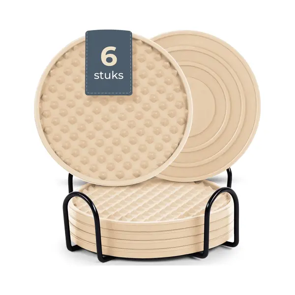 Castagnola Siliconen Onderzetters – Onderzetters Voor Glazen – Design Onderzetters Met Houder – Onderzettersset – Anti Slip - Set Van 6 – thumbnail