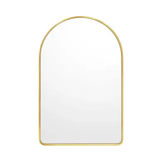 Luxaliving Half-Ovale Wandspiegel – Goud – 90x60 Cm – Moderne Spiegel Voor Badkamer Of Slaapkamer