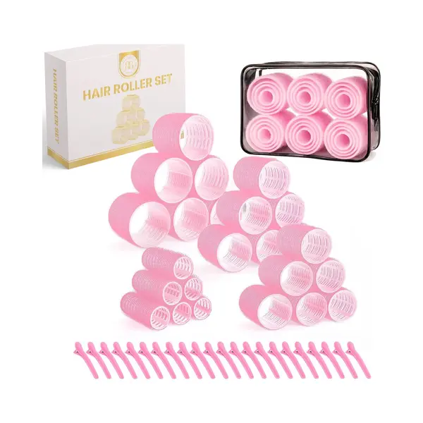 BeBliss Haar Roller Set - Krulspelden - Kleefrollers - Zelfklevend - 48 Delig - Roze - Incl. Haarklemmen thumbnail
