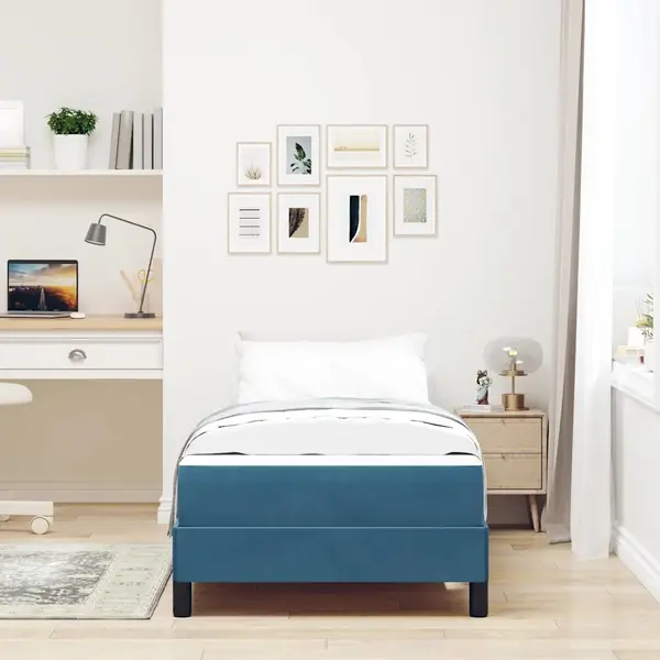 VidaXL Boxspringbett Mit Matratze Dunkelblau 90 X 190 Cm Stoff thumbnail