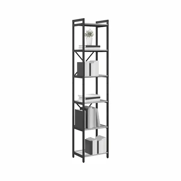 VidaXL Bücherregal Grau Sonoma 40 X 30 X 188 Cm Holzwerkstoff, Verstellbare Füße, Mehrstöckiger Stand, Industrieregal, Aufbewahrungseinheit, thumbnail