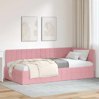 VidaXL Eckbettgestell Mit Kopfteil Rosa 100 Cm X 200 Cm Samt