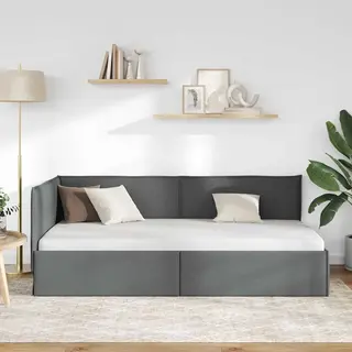 VidaXL Eckbettgestell Mit Kopfteil Dunkelgrau 80 X 200 Cm Stoff