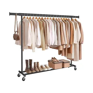 Conway Living® - Kledingrek Op Wieltjes - Heavy Duty Verrijdbaar Kledingrek - Garderoberek - Verstelbare Kledingstang - Uitschuifbare Kledingstang -