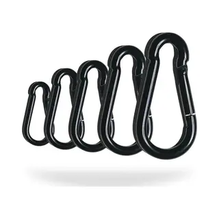 Dx - Variatiepakket 5 Stuks Karabijnhaak - Zwart - Musketonhaak - 4x40mm- 5x50mm - 6x60mm - 7x70mm - 8x80mm - Verzinkt Staal