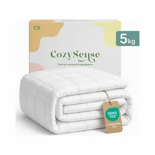 CozySense® Verzwaringsdeken 5kg - 100% Tencel - Weighted Blanket – Zwaartedeken Met Temperatuurregulatie En Ademend Comfort - Glass-Flow®
