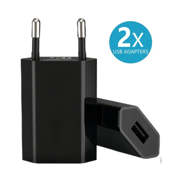 Ronyse Usb Adapter - 2 Stuks - Oplaad Adapter - Zwart - Usb Stekker - Reisstekker - Opladen Blokje - Wereldstekker thumbnail