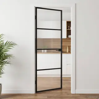 Home Door 76 X 201.5 X 3.5 Cm Aluminium And Tempered Glass Vidaxl