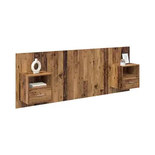 VidaXL Kopfteil Mit Schrank Mit Schubladen 3 Pcs Altholz Holzwerkstoff