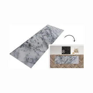 KitchenYeah Keukenloper 180x60 Cm - Keukenmat Vinyl Marmer - Steen - Grijs - Keukenmatten Loper - Keuken Vloerkleed Tapijt