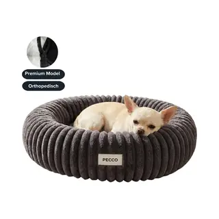Pecco Luxe Hondenmandje - Ronde Kattenmand - Orthopedisch - Rond 50 Cm - Donkergrijs Rib