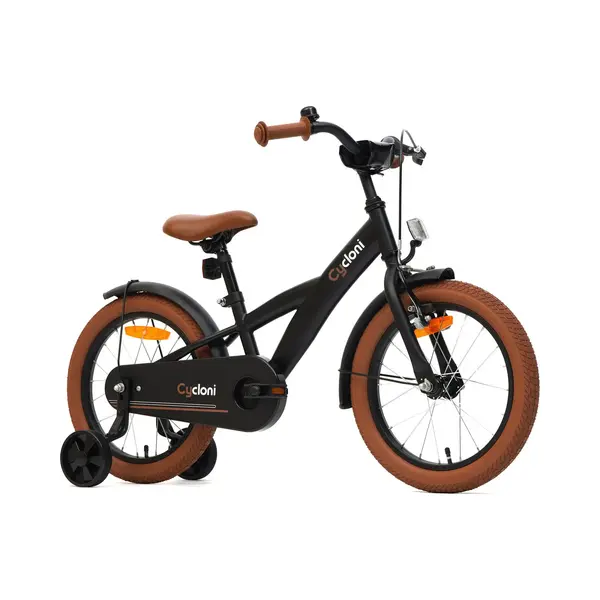 Cycloni Kinderfahrrad 16 Zoll Jungen - Jungenfahrrad Schwarz Mit Stützrädern - Kinder Fahrrad Ab 4 Jahre - Klingel, Frontkorb, Doppelbremse thumbnail