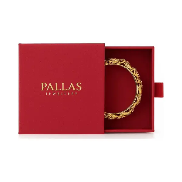 Pallas Jewelry Dames Armband Elastisch – Geometrisch Mozaïek Ontwerp – Rood, Blauw En Goud – Milieuvriendelijke Legering thumbnail