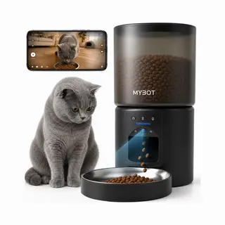 Mybot Automatische Voerbak Met Camera - Kat En Hond - Voerautomaat 4L - Met App En Spraakopname - Voor Droogvoer - Zwart - P4