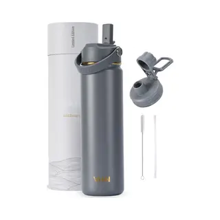 Vann® Rvs Drinkfles 650 Ml Met Rietje Voor Volwassenen – 3-Wandig – Met 2 Doppen – Thermosfles – 12 Uur Warm/24 Uur Koud – Cadeau Voor Man