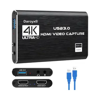 Daroyx® VCC4K Pro Video Capture Card - Usb-A 3.0 - Hdmi 4K@60Hz - Game Capture Voor Pc, Mac, PS4, PS5, Nintendo, Xbox En Meer - Zwart