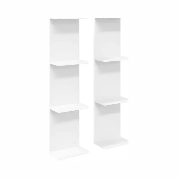 VidaXL Wandplank 2 Pcs Wit 22 X 15 X 100 Cm Bewerkt Hout thumbnail