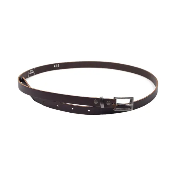 Riem Echtleder Tailleriem - Riemen - Bruin- 1.5 Cm - Unisex | Jurk Riem - 100% Leren - Leder - Maat 105 - Totale Lengte 120 Cm thumbnail